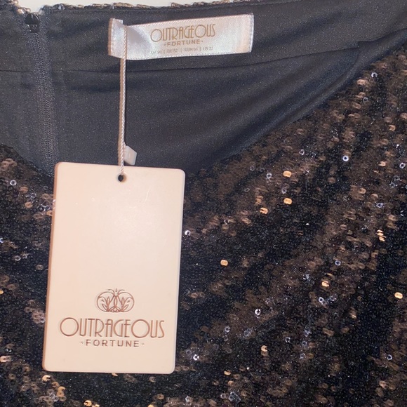 Outrageous Fortune Plus Black Sequin Maxi Skirt With Front  Slit Gown Skirt - Picture 8 of 9